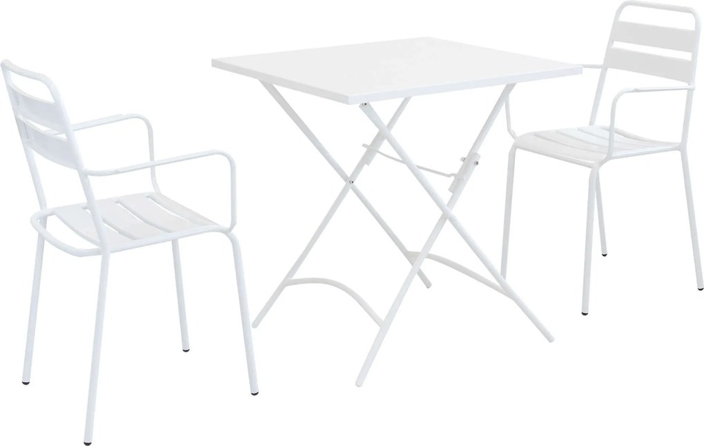 ROMANUS - set tavolo in metallo cm 70 x 70 x 72 h con 2 poltrone Romanus