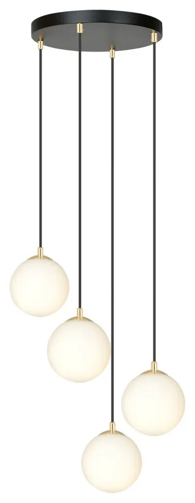 Lampadario a Sospensione in Acciaio e Vetro ROYAL 4 Bianco o Nero 4xE14 Colore del corpo Nero