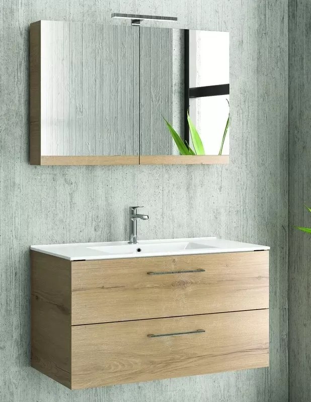 Mobile bagno 90 cm lavabo incasso e due cassetti NEL-90 - KAMALU