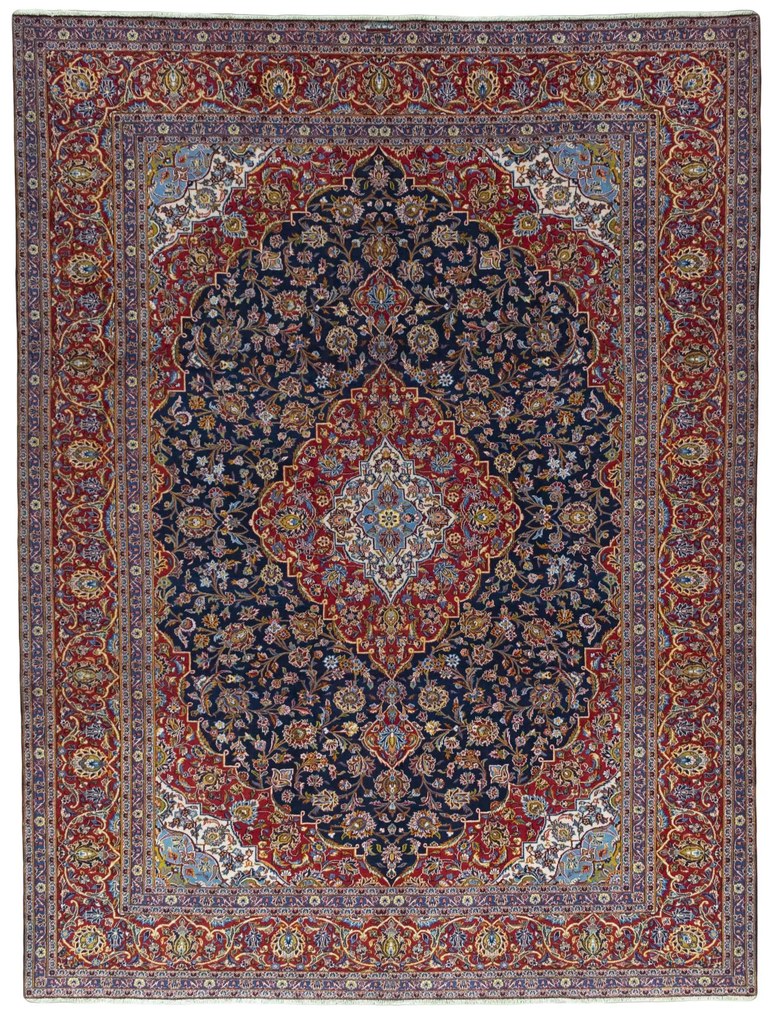 Kashan Tappeto persiano 390x300 Blu (Iran) Annodato A Mano