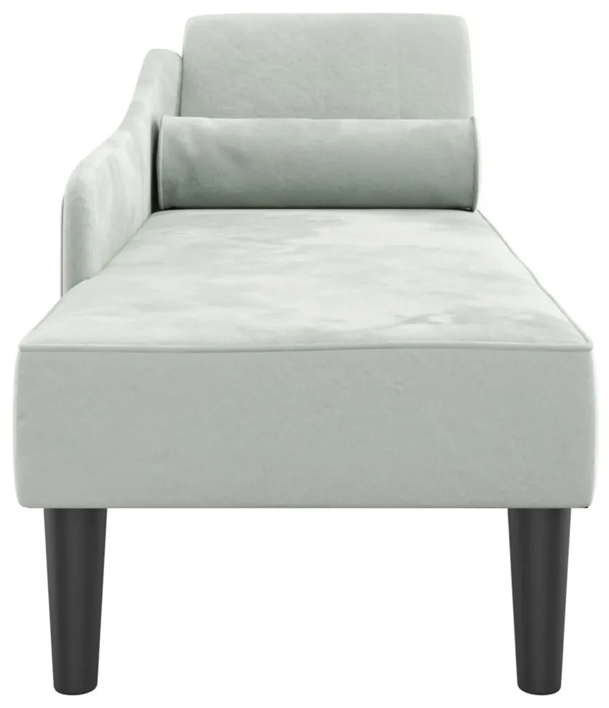 Chaise longue con cuscini grigio chiaro in velluto