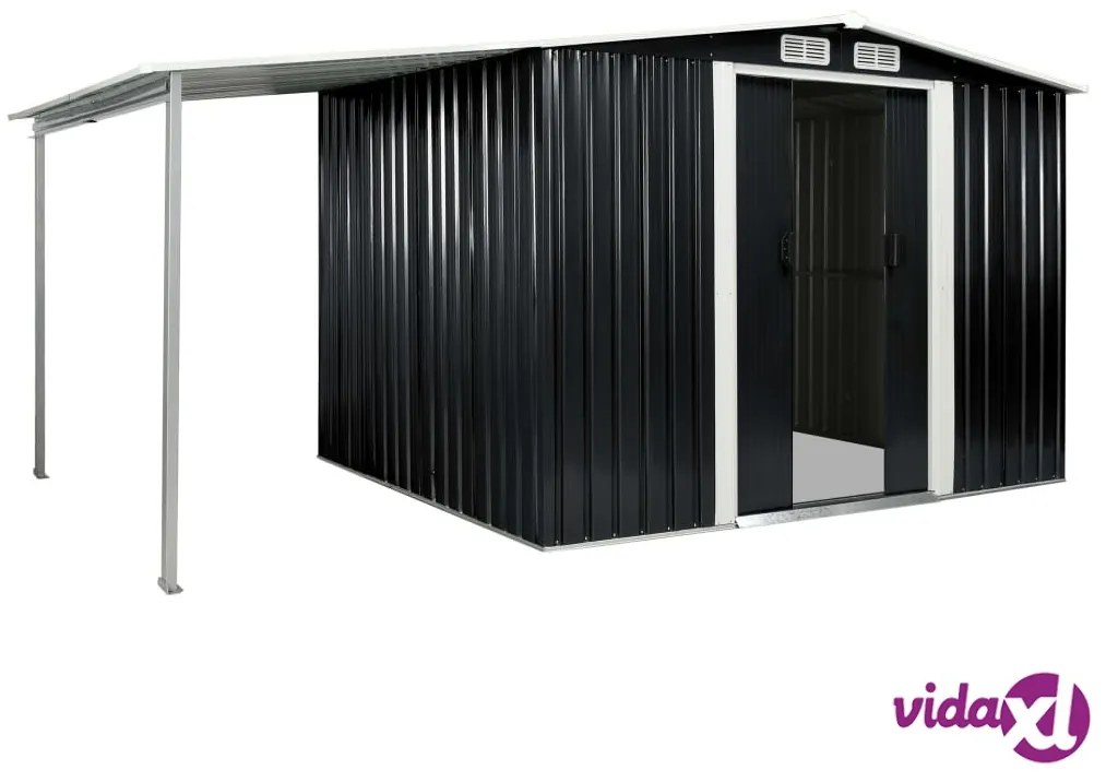 vidaXL Capanno con Porte Scorrevoli Antracite 386x205x178cm Acciaio