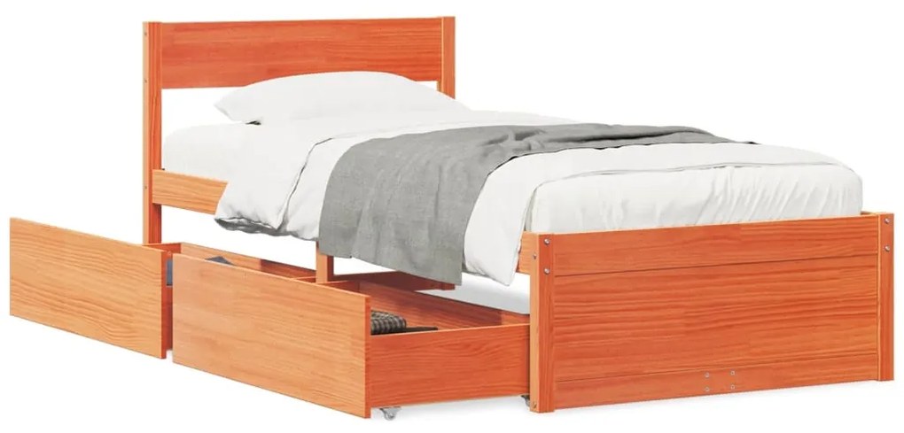 Letto senza materasso marrone cera 90x200 cm legno di pino