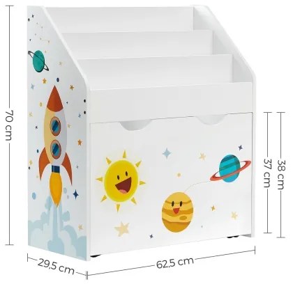 Libreria per bambini ANET bianca con cassetto