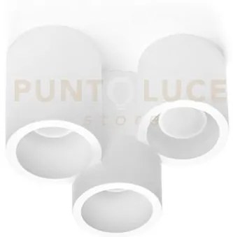Arta lampada da soffitto 3 luci tonda in gesso bianco