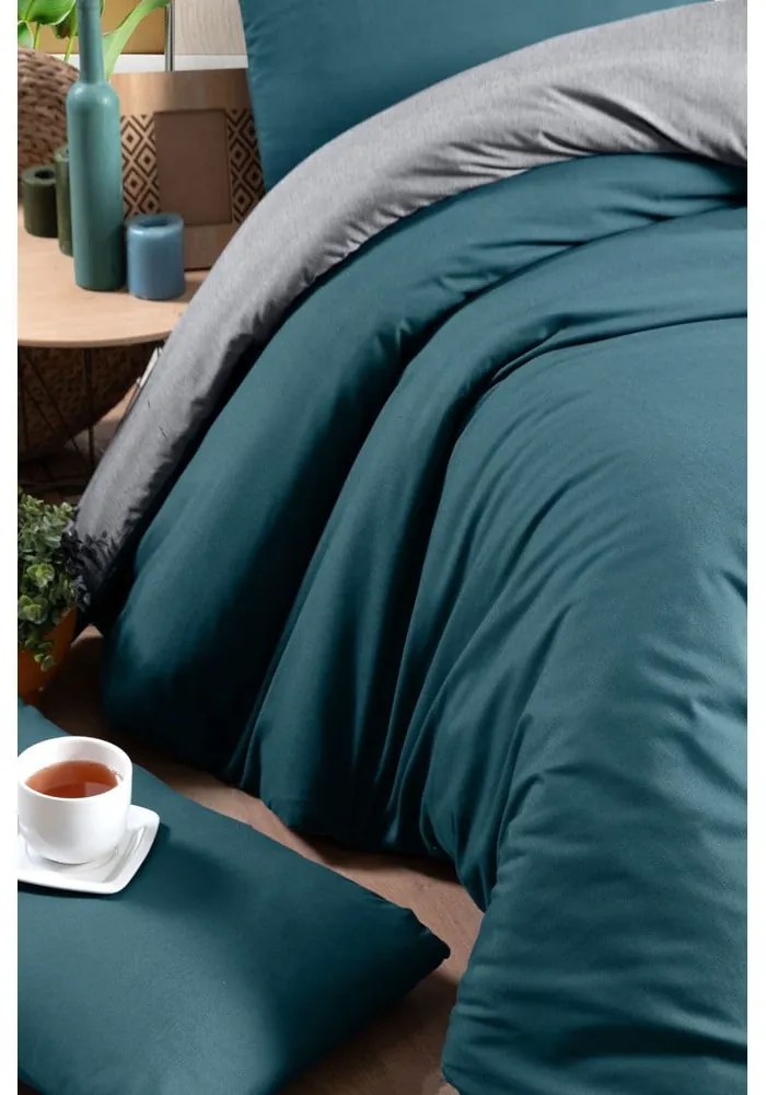 Lenzuolo matrimoniale in cotone/esteso con lenzuolo a benzina/grigio 200x220 cm - Mila Home