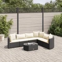 Set Divani da Giardino con Cuscini 7pz Nero Polyrattan 3308376