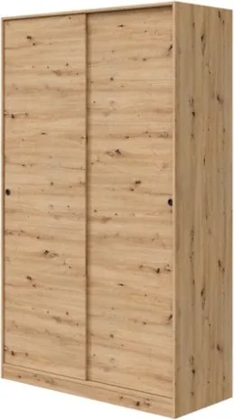 Armadio Guardaroba A 2 Ante Scorrevoli 120 Cm Con Barra Appendiabiti Rovere TOP020W