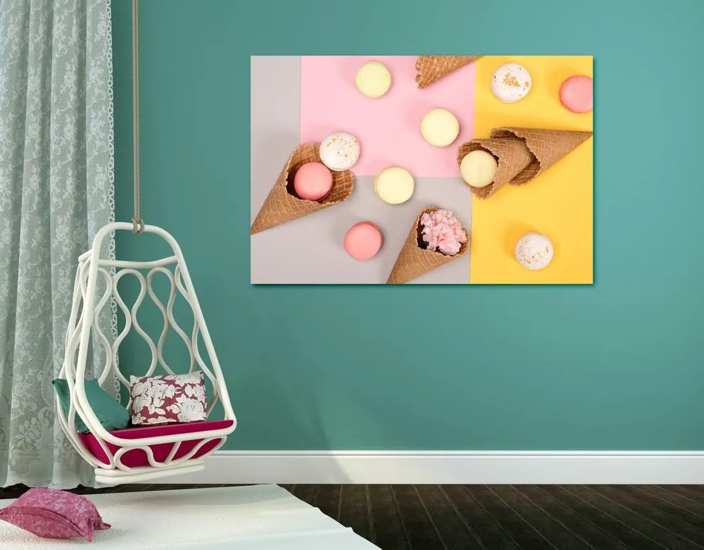 Stampa su tela – Macarons in cono
