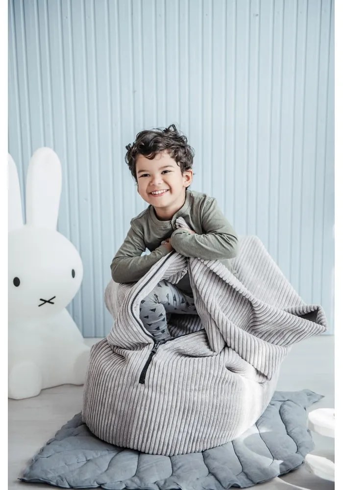 Pouf a sacco per bambini nero con rivestimento in velluto a coste Cocoon 120 – SLOWDOWN