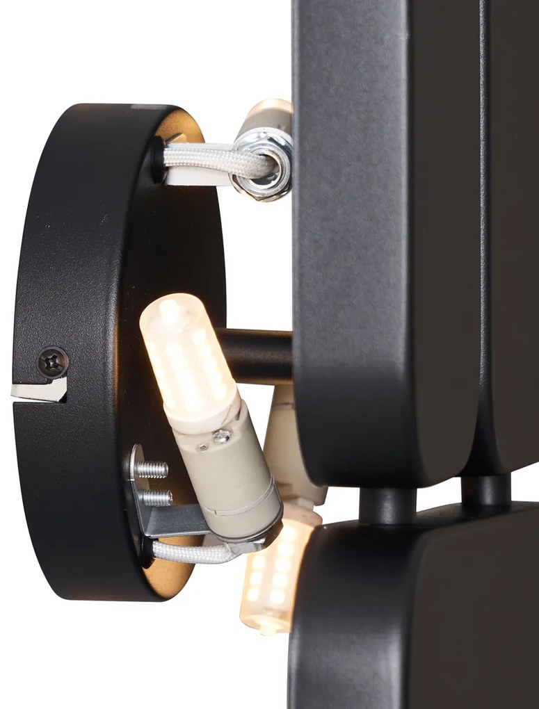 Lampada da parete di design nera a 3 luci - Planes