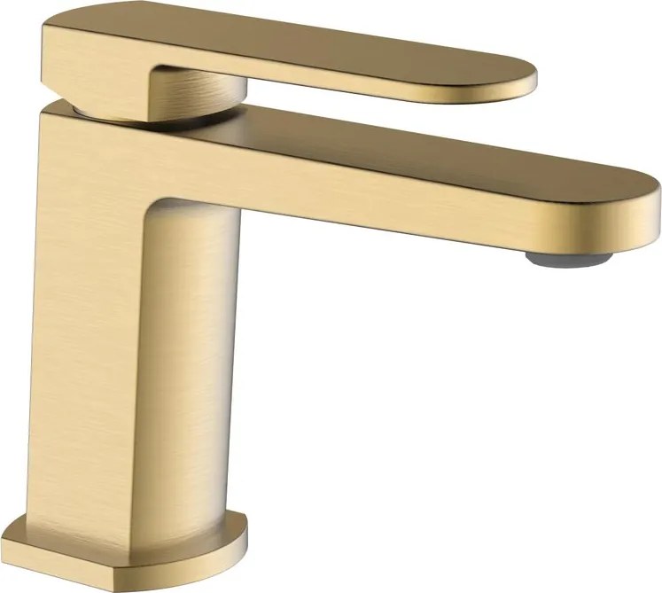 Rubinetto per lavabo a canna bassa getto laminare cristallino Zefir oro spazzolato AQUASANIT