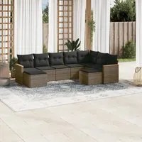 Set Divano da Giardino 9 pz con Cuscini Grigio in Polyrattan 3226543