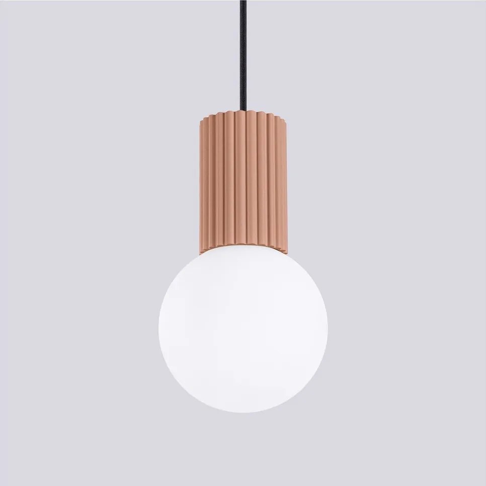 Lampadario marrone chiaro con paralume in vetro ø 12 cm Orbital – Sollux