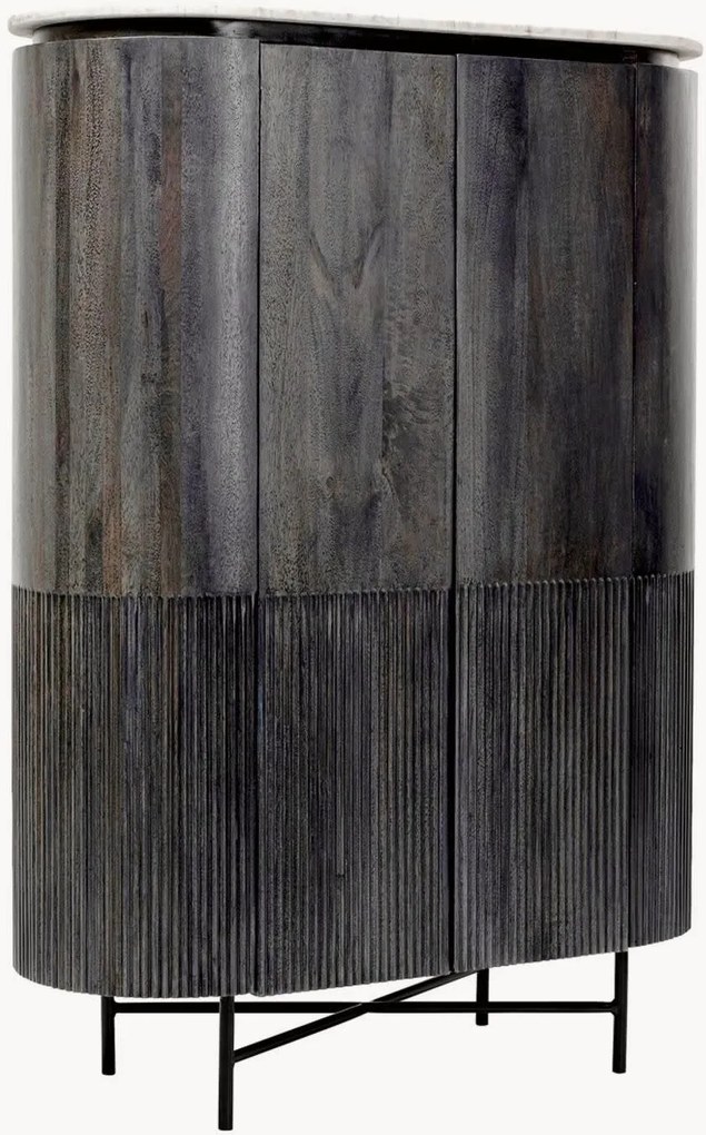 Credenza alta in legno di mango con piano in marmo Glenn