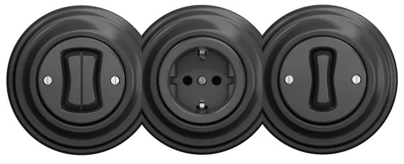 Kliklap - Presa domestica in stile retrò senza cornice SCHUKO 230V/16A antracite