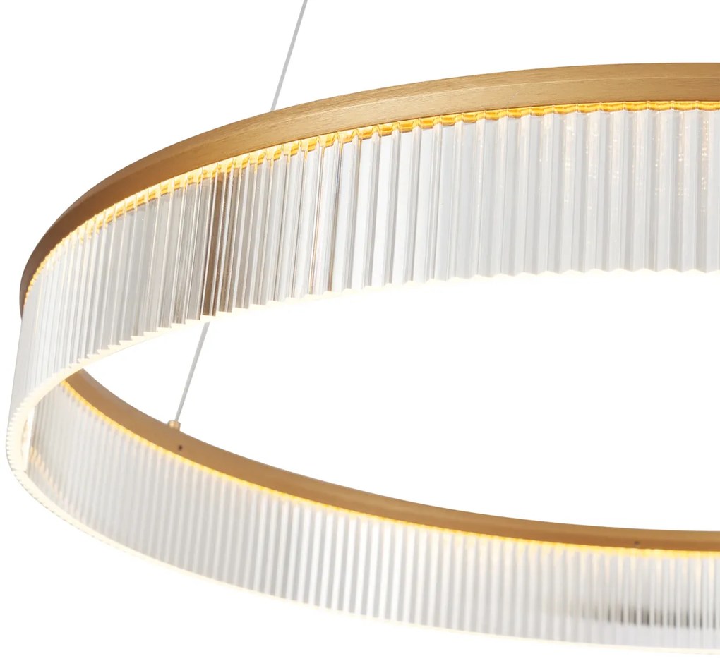 Lampada a sospensione moderna ottone 78 cm con LED dimmerabile a 3 livelli - Anello Chandelier