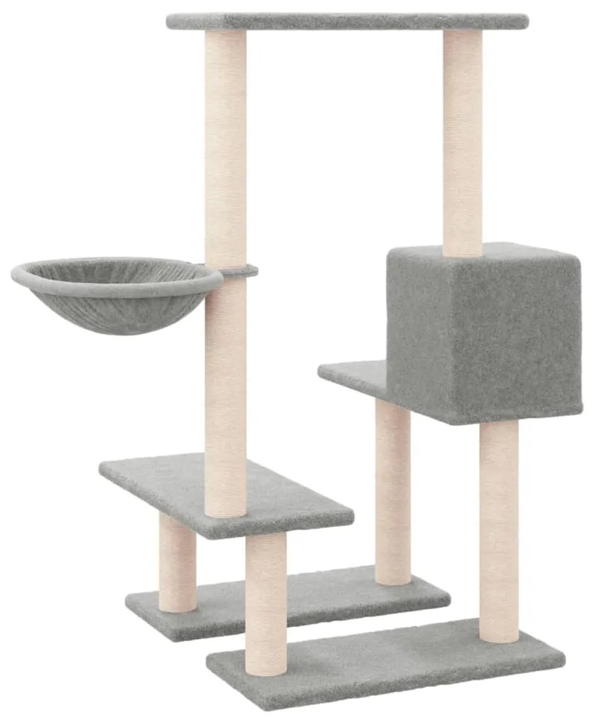 Albero per gatti con tiragraffi in sisal grigio chiaro 94,5 cm