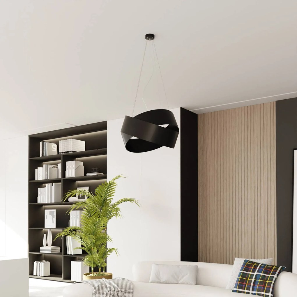EMIBIG LIGHTING Lampada a sospensione Vieno con anelli in acciaio nero