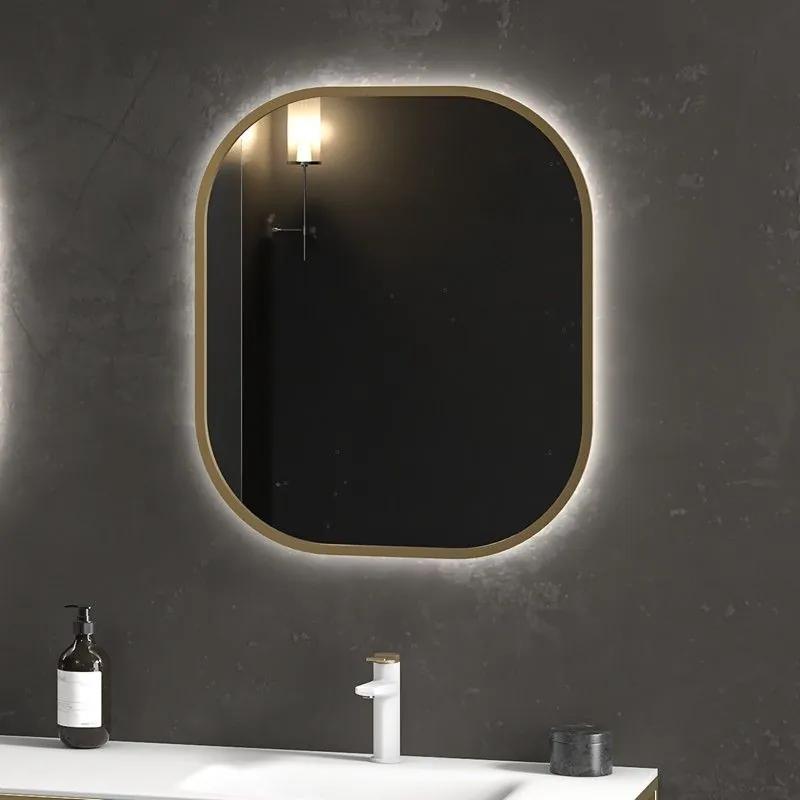 Kamalu - specchio bagno led retroilluminato 60x70 cm cornice oro | kam-s6700g