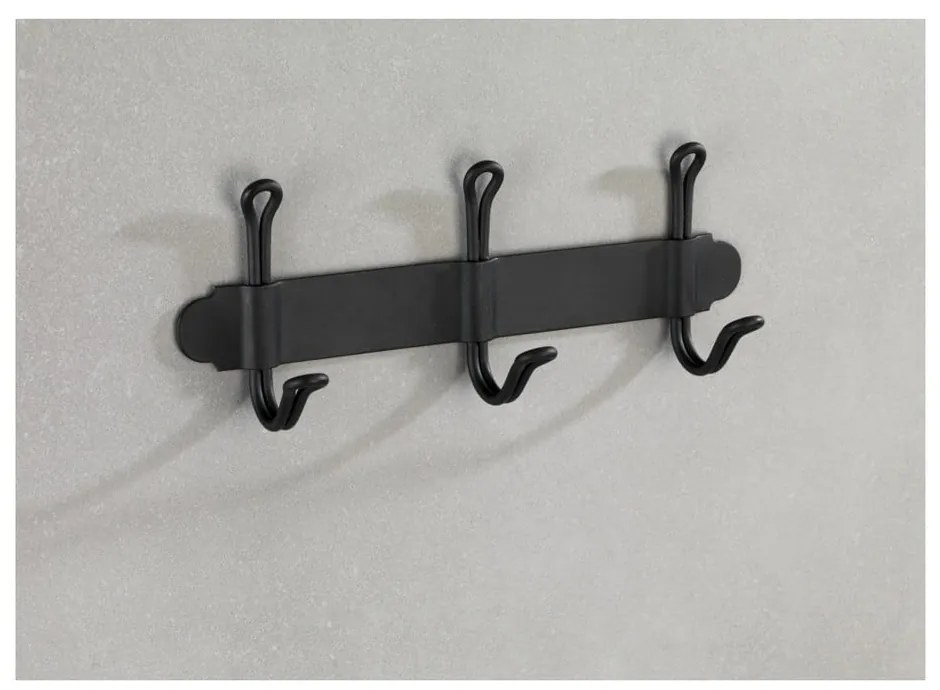 Gancio a muro triplo autoportante nero Nostalgia - Wenko