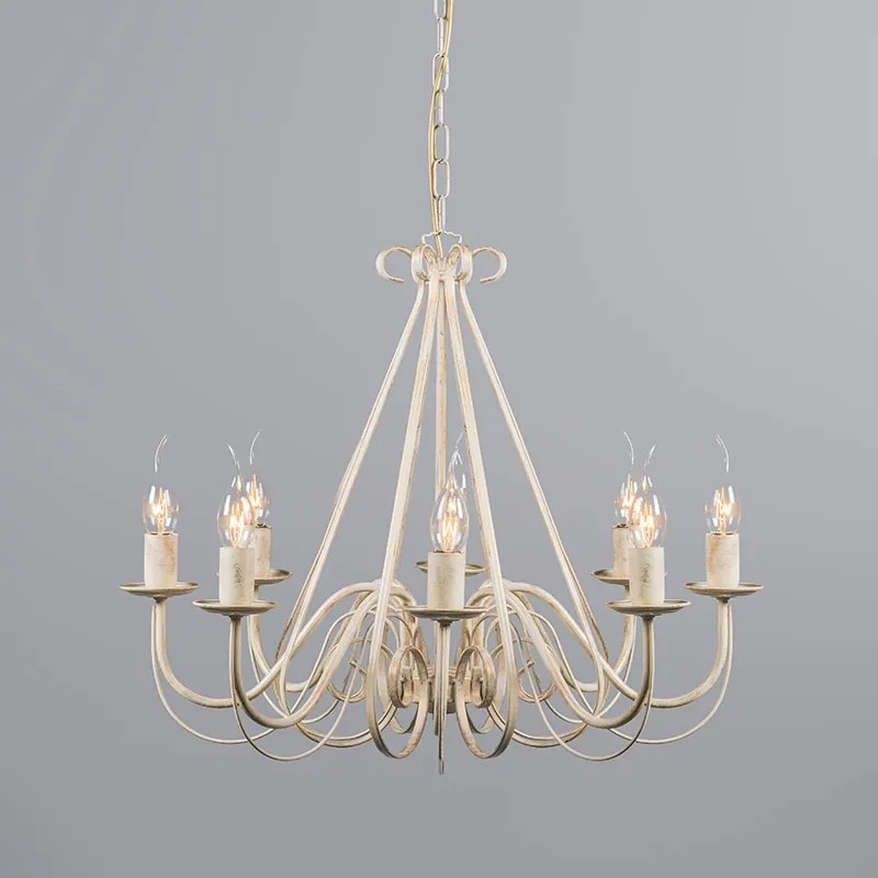 Lampadario crema con paralume a pinza 12 cm nero - Giuseppe