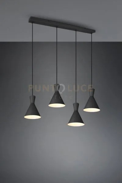 Enzo sospensione barra 4 doppi coni metallo nero l. 90cm 4 luci att...