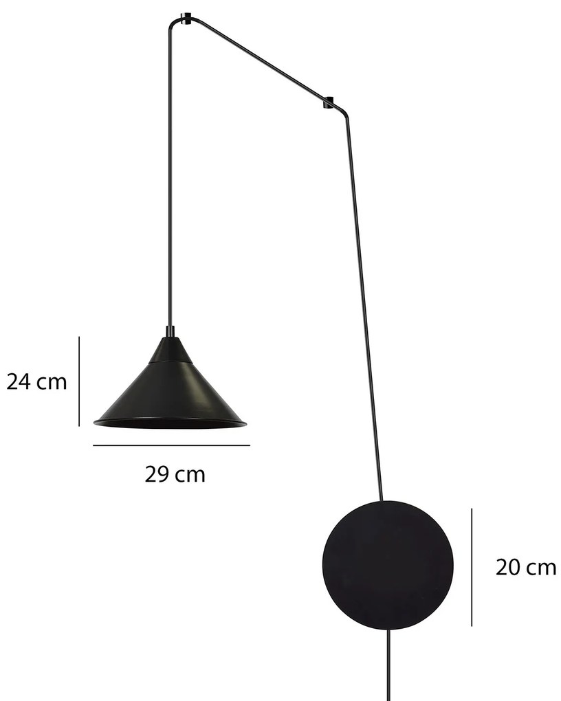 Sospensione Minimal 1 Luce Fujin In Acciao Nero E Paralume A Cono