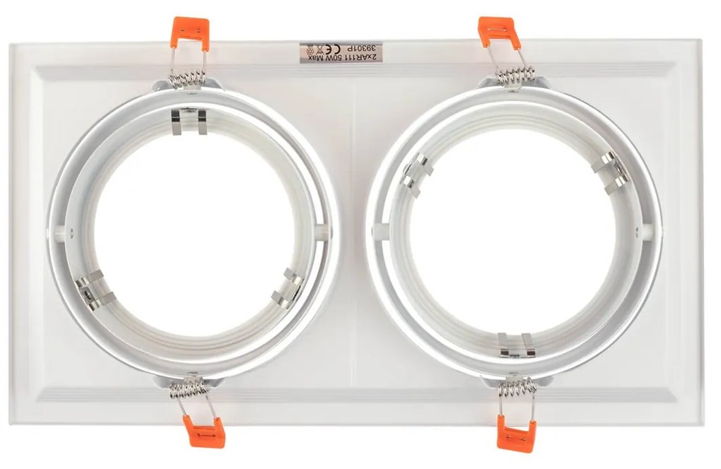 Faro da Incasso Orientabile Bianco - 2 lampade AR111 Foro 315x163mm