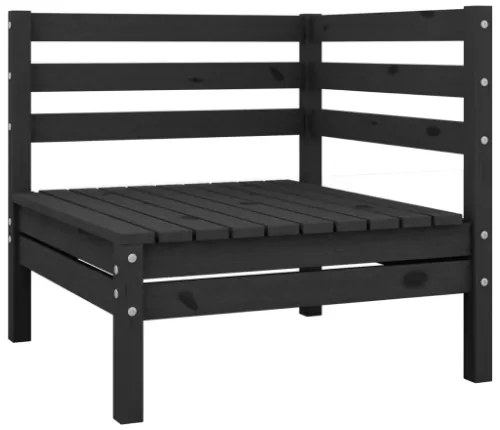 Set Divani da Giardino 10 pz Nero in Legno Massello di Pino