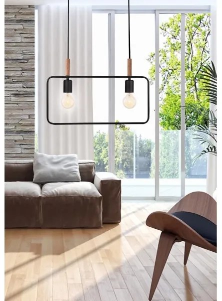 Lampadario a sospensione con filo FRAME 2xE27/60W/230V nero