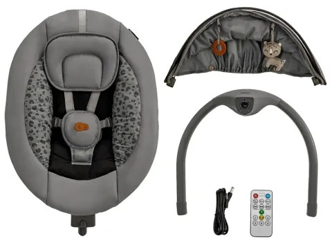 KINDERKRAFT - Altalena per bambini con melodia 2in1 LUMI 4xAAA grigio scuro