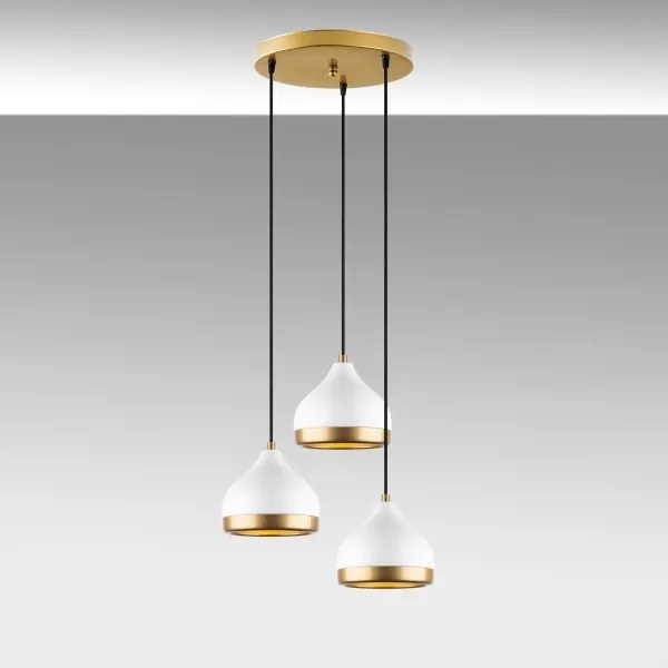 Lampadario a sospensione con cavo YILDO 3xE27/40W/230V bianco/oro