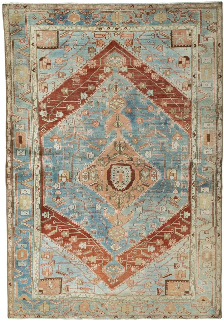 Hamedan Tappeto 140x200 Blu (Iran) Annodato A Mano