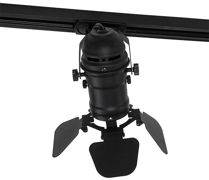 Sistema di illuminazione a binario moderno con 5 faretti nero 1 fase - Iconic Movie