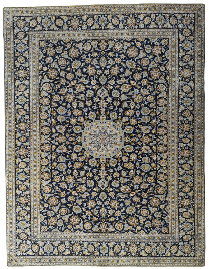 Kashan Tappeto persiano 310 x 400 Blu (Iran) Annodato A Mano