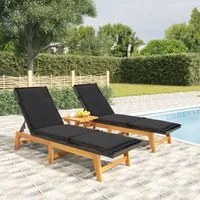 Sdraio con Cuscini 2pz Polyrattan e Legno Massello di Acacia 319725