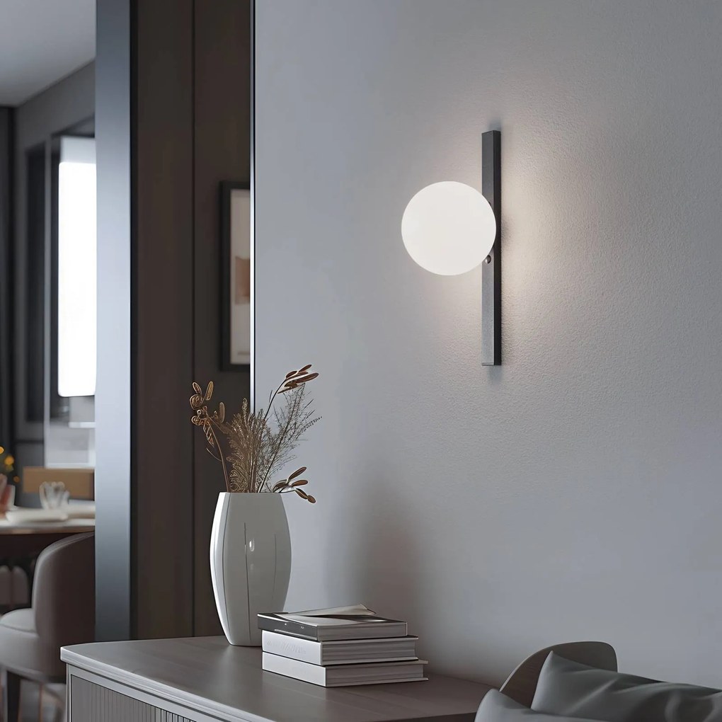 ALDEX Applique Garda, nero, metallo, vetro, a 1 luce