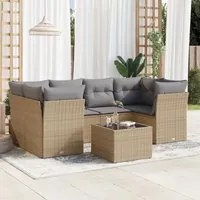 Set Divani da Giardino 7 pz con Cuscini Beige in Polyrattan 3217269