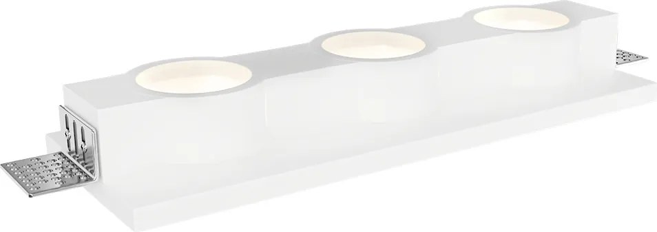 Portafaretto Rettangolare 280x100mm 3xGU10 in Gesso Pitturabile Curvo