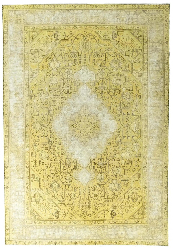 Tabriz Tappeto 190x290 Giallo (Iran) Annodato A Mano