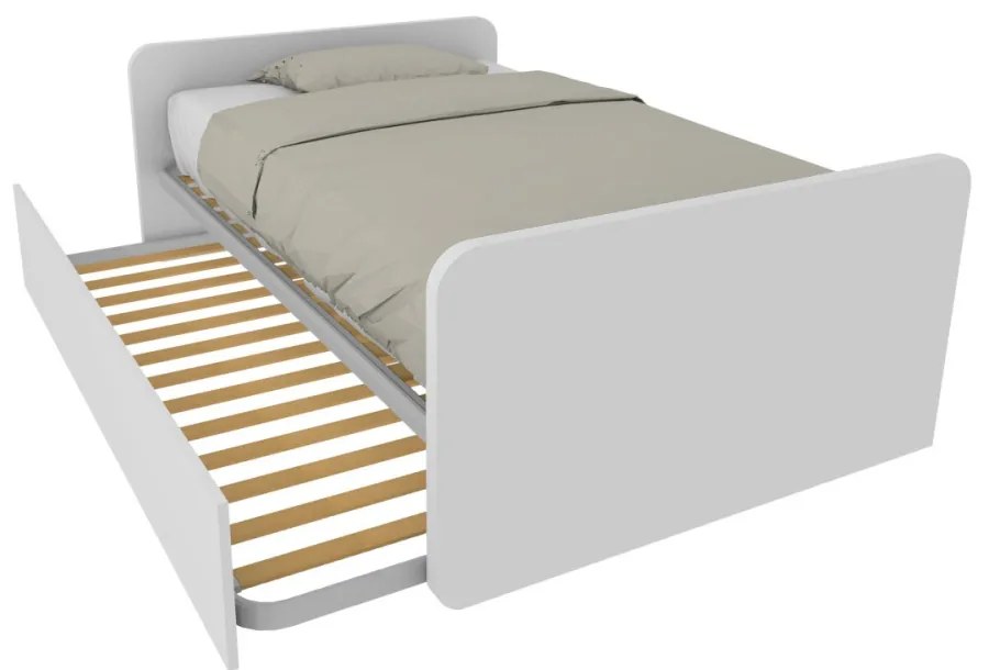 864R - Letto cameretta 120x190 1piazza e mezzo con secondo letto estraibile e testate personalizzabili.Reti incluse