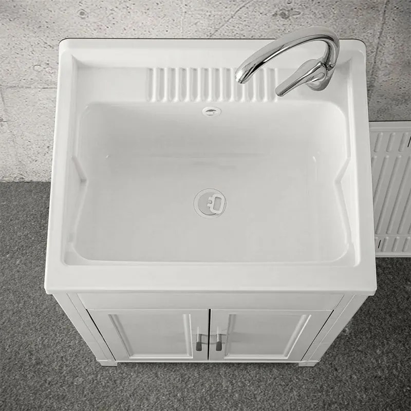 Mobile lavatoio 60x50 da esterno con vasca in resina e strofinatoio