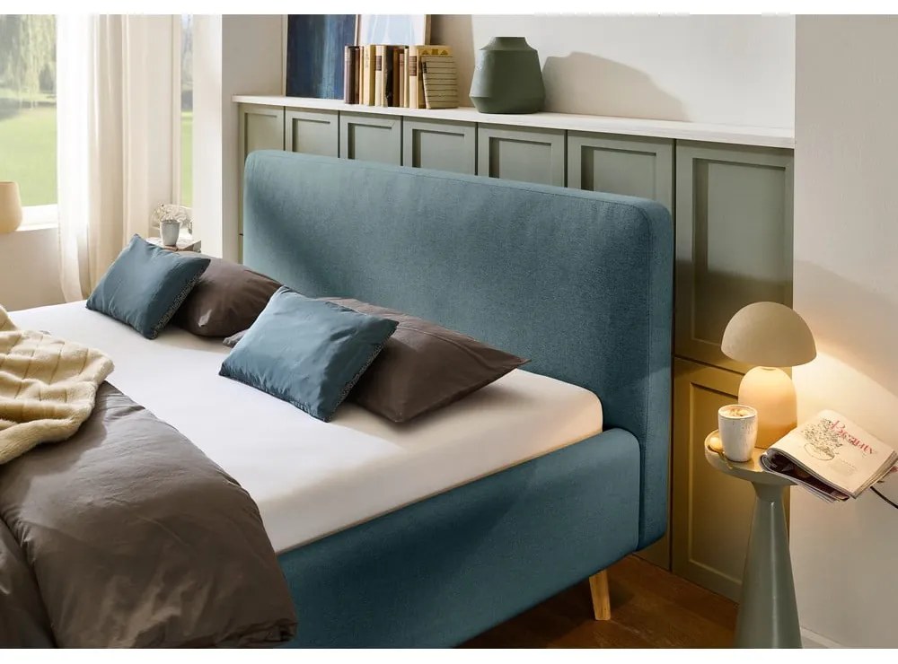 Letto matrimoniale imbottito blu rete non inclusa 140x200 cm Mattis – Meise Möbel