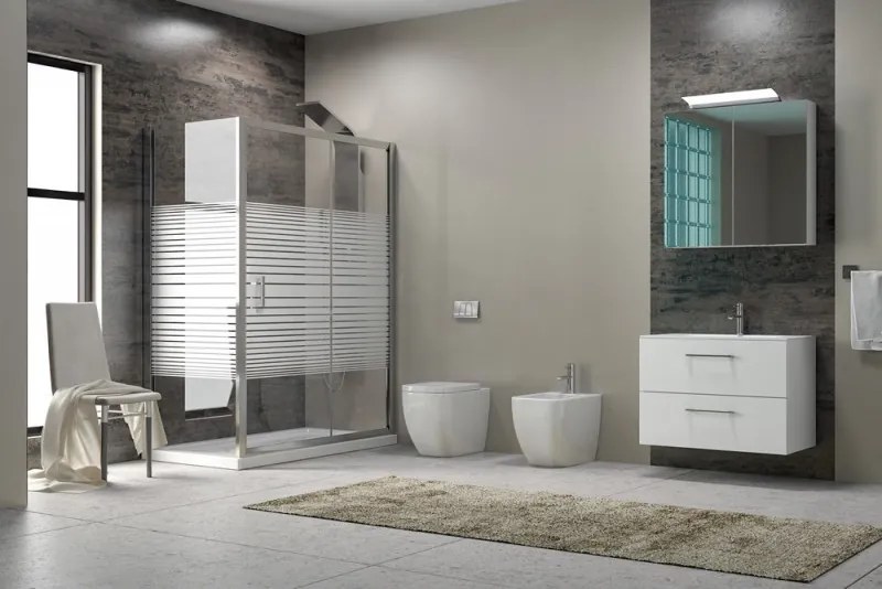 Kamalu - Cabina doccia 160x70 laterale fisso 70cm altezza 180cm vetro serigrafato | K410NS