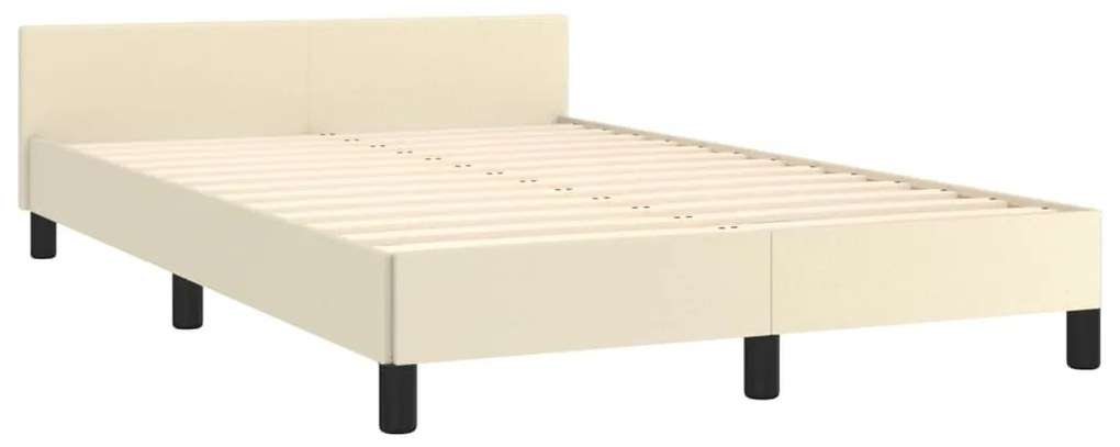 Giroletto con testiera crema 120x200 cm in similpelle