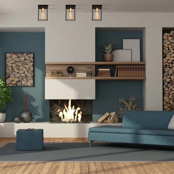 Plafoniera FINN 1xE27/15W/230V nero/oro