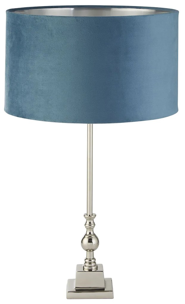 Lampada Da Scrivania Whitby Metallo Cromo Velluto Verde Acqua 1 Luce E27