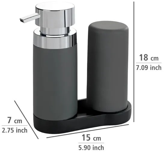 WENKO 54735100 - Stazione di lavaggio EASY SQUEEZ-E 15x18 cm grigio/grigio