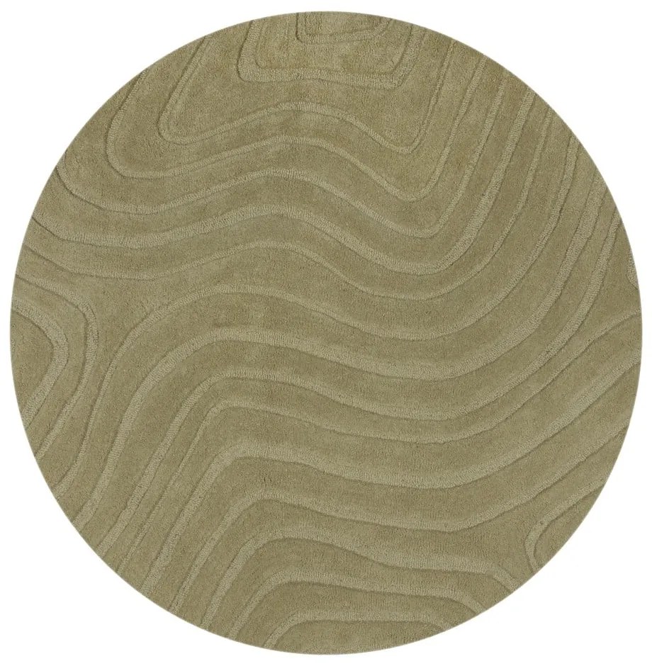 Tappeto rotondo in lana color kaki tessuto a mano ø 160 cm Mesmerise Sage - Flair Rugs